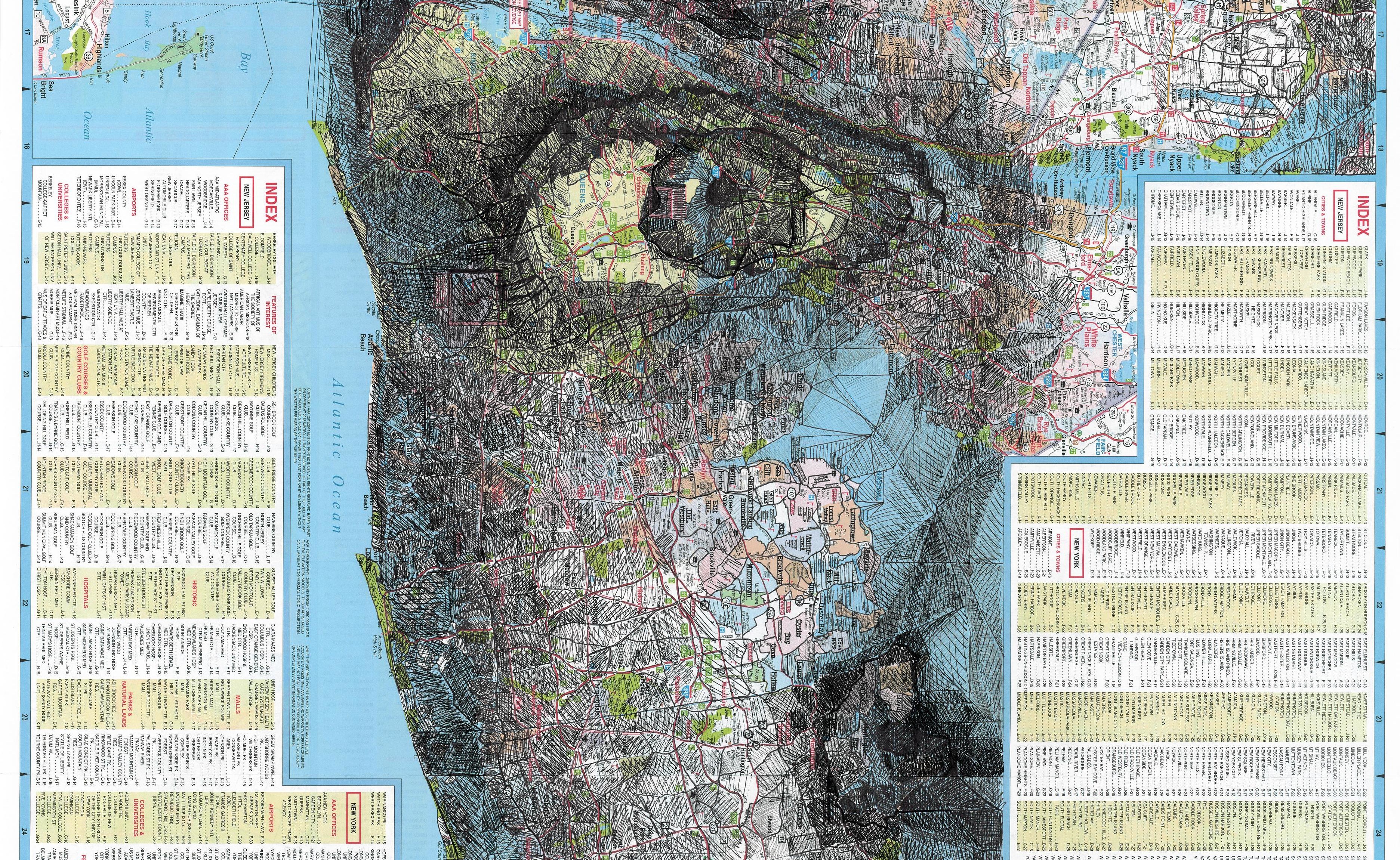 Art by Mira Dayal: Faces in Maps